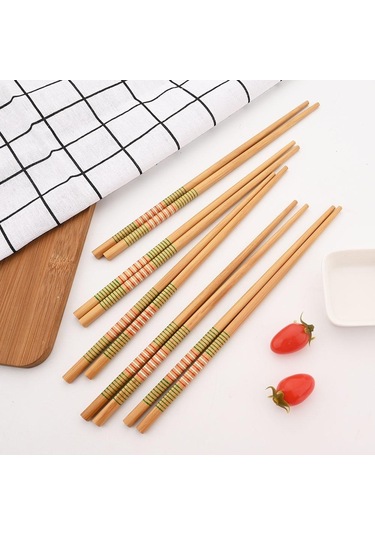 Green Circle 5 Pairs El Yapımı Doğal Bambu Ahşap Çubuklarını Sağlıklı Çin Karbonizasyon Çubuklarını Yeniden Kullanılabilir Suşi Gıda Sopa Sofra Seti Diğer