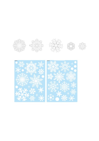 Geeksen Kış Pencere Dekoru: Kar Tanesi Şekilli Noel Açıkçası - Ev Dekorasyonu, Kolay Yapıştır, Kar Manzarası Beyaz