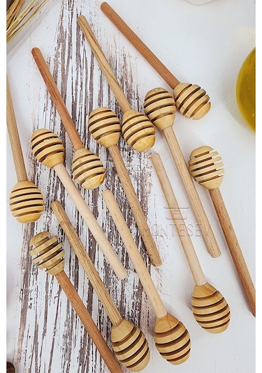 Ahşap Tahta Servis Ağaç Bal Reçel Kaşığı 12 Li