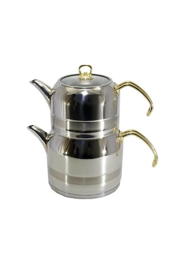 Kahramanlar Çelik Enza Mini Boy Çelik Çaydanlık Gold