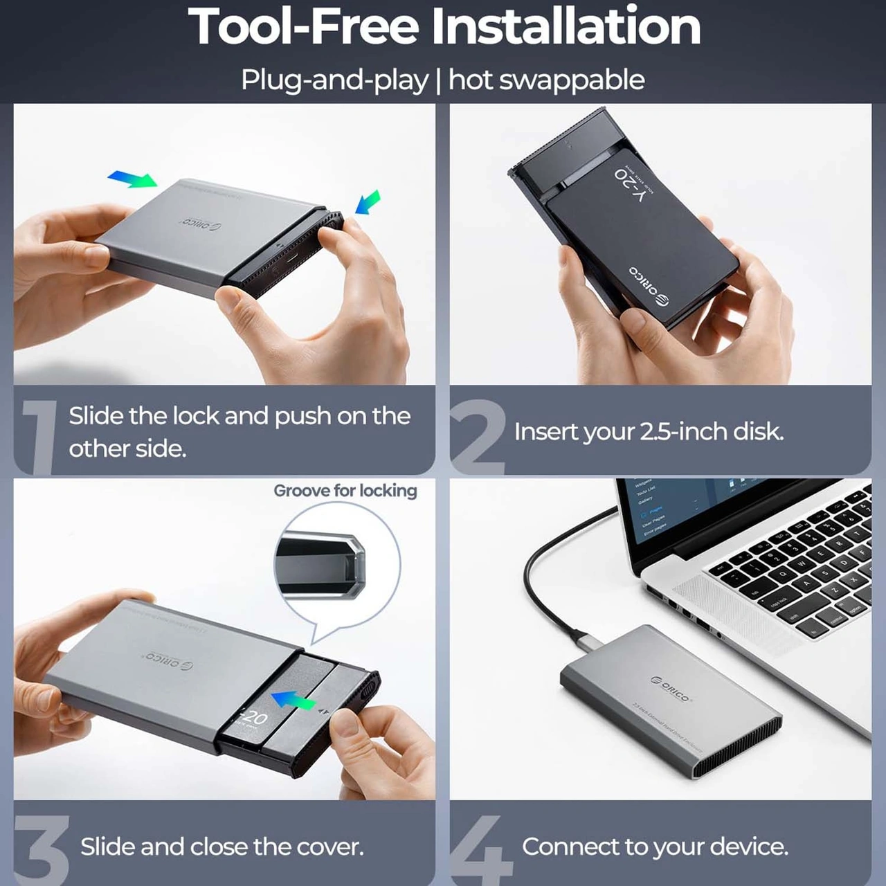Sones Orıco Dd25 Usb3.1 5gbps Mobil Sabit Disk Kutusu 2,5 İnç Harici Mekanik Katı Hal Sata Evrensel