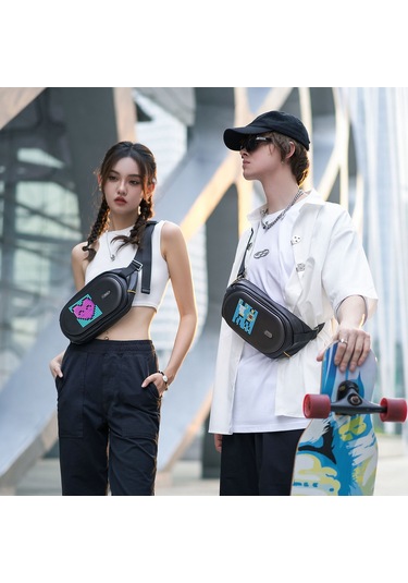 Divoom Pixoo Slingbag-c Siyah Ledli Ekran App Kontrollü Bel Çantası-cross Body, Çapraz Çanta Siyah