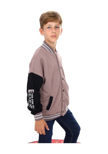 Toontoy Erkek Çocuk Nakışlı Kolej Hırka Kahve