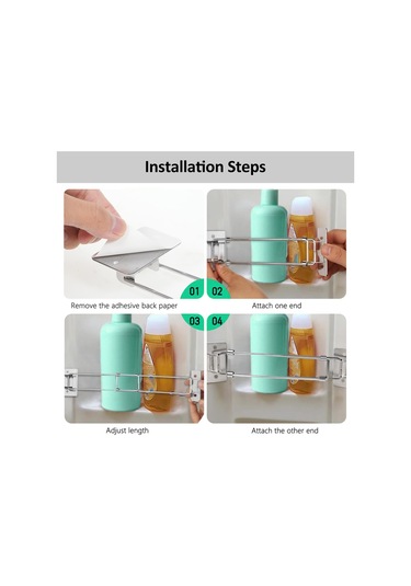 Suofeng Kamp Karavan Banyo Köşe Depolama Çubuğu, Ayarlanabilir Paslanmaz Çelik, Rv Aksesuarı 1 Adet, Kutulu Gümüş