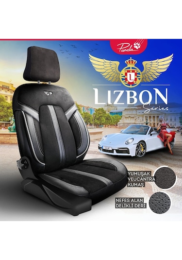 Panda Lizbon Serisi Alakantra Kumaş Oto Koltuk Kılıfı - Tam Set
