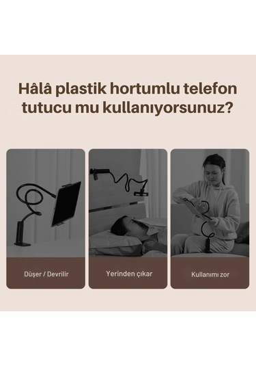 Shopytech Metal 360 Uzun Kol Tablet/telefon Standı Kelepçeli Masa/yatak Başlığı Tutucu 6 -12.9 Uyum 1 Adet