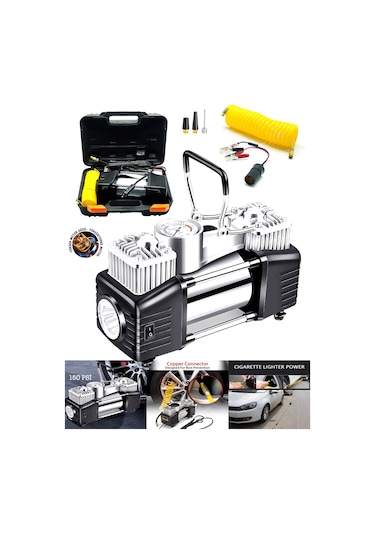 Rowermax Oto Kamyon Lastik Şişirme 12v 150psı Çift Piston Çantalı Hava Kompresörü
