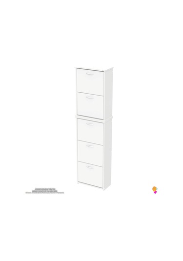 Modilayn Verve Asma Kapı Önü 52x194x26 Cm Lik 5 Düşer Kapak 10 Göz Bölmeli Ayakkabılık Beyaz