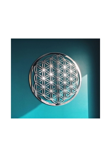 Yaşam Çiçeği Tekli Mdf Üzeri Gümüş Pleksi Duvar Dekorasyon