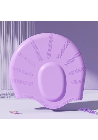 Globalpurchase Yüzme Şapkası Su Geçirmez Kulak Koruyucu Ekstra Kafa Büyük Yetişkin Uzun Saç Silikon Yüzme Şapkası - Mor Mor