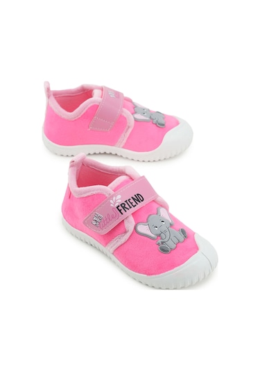 Gezer Kız Çocuk Kışlık Tek Cırt Cırtlı Ayarlanabilir Rahat Taban Ev, Bahçe, Okul, Kreş Panduf Ayakka Fuşya