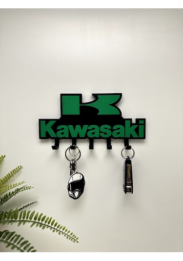 3d Baskı Dekoratif Kawasakı Model Motorcu Anahtar Askılığı Siyah - Yeşil