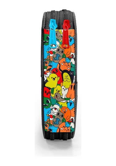 Coral High Kids Siyah Karikatür Desenli Çift Katlı Kalem Çanta 11150 Siyah