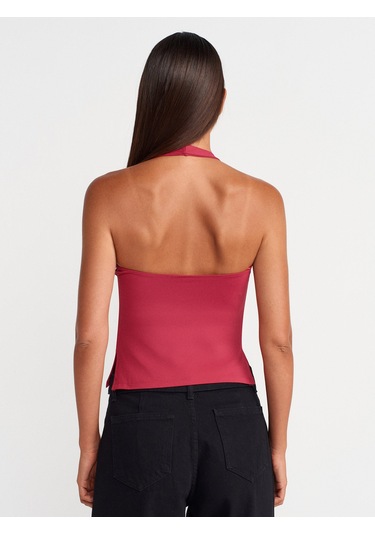 Dilvin 31753 Halter Yaka Top-koyu Fuşya Koyu Fuşya