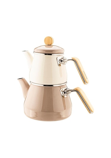 Lumino Bambu Kulplu Çaydanlık Takımı Bej