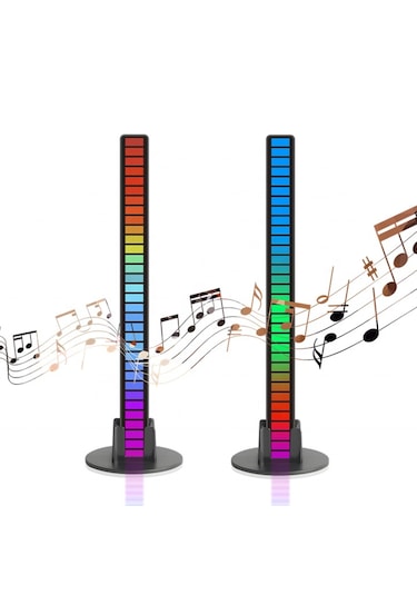 Sese Duyarlı 32 Led Şarjlı Rgb Ekolayzer 8 Mod Ambiyans Çubuğu