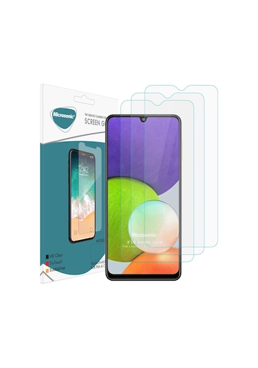 Microsonic Samsung Galaxy Uyumlu A22 4g Screen Protector Nano Glass Cam Ekran Koruyucu 3'lü Paket