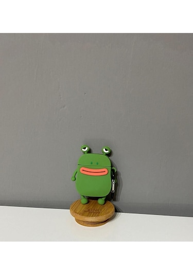 Iphone 3. Nesil Uyumlu Koruyucu Bluetooth Kulaklık Kılıfı Sevimli Kurbağa Figürlü Yeşil Airpods 3. Nesil