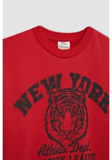 DeFacto Erkek Çocuk Bisiklet Yaka Baskılı Sweatshirt B7822A8NSBR66 Bordo