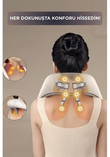 Vnb-01 Gri İnsan Eli Hissi Veren Şarjlı Masaj Cihazı Boyun Sırt Ve Bacak Masaj Cihazı Gri