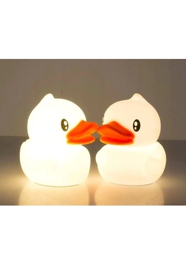 Sevimli Ördek Gece Lambası Dokunmatik Sensörlü Renkli Çocuklar Için Usb Şarjlı İthal Ürün Çok Renkli