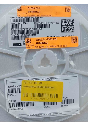 Grm033r60jj105mea2d 1mf 6.3v 603 Murata 250 Adet