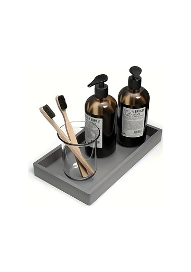 Willowhaven 2 Adet Siyah Silikon Makyaj Tepsisi - Sabun Şampuan Parfüm Takı Depolama Siyah