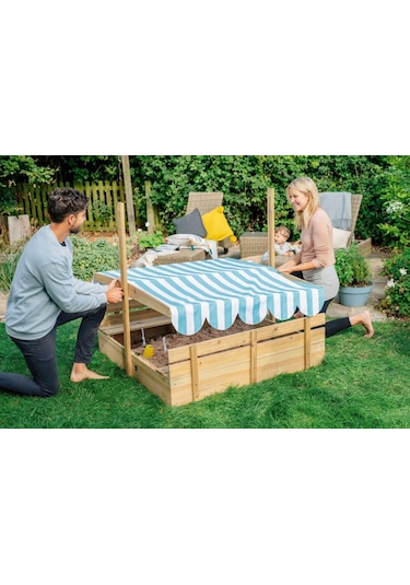 Plum Gölgelikli Ahşap Kum Havuzu Çok Renkli