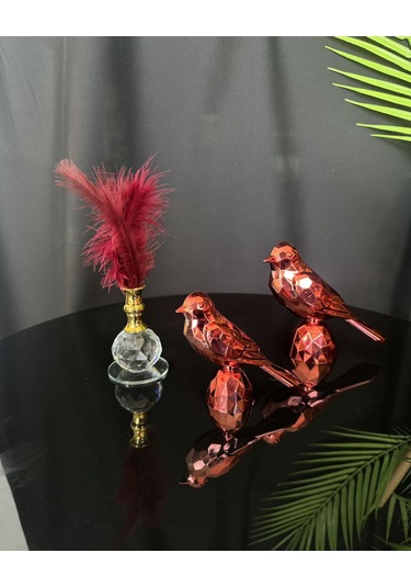 Meadow Gold Dekoratif Kuş Ve Tüylük Seti Kırmızı