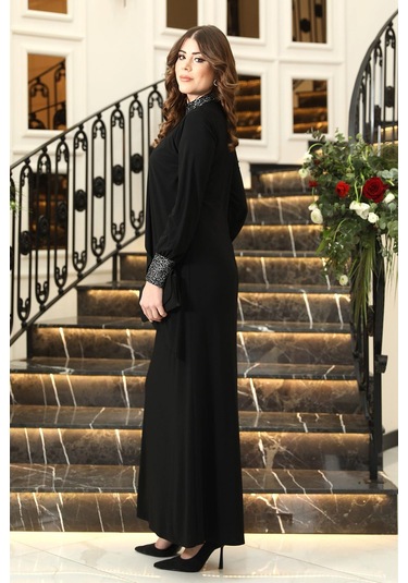 Efsane Tesettür Elbise Siyah Siyah