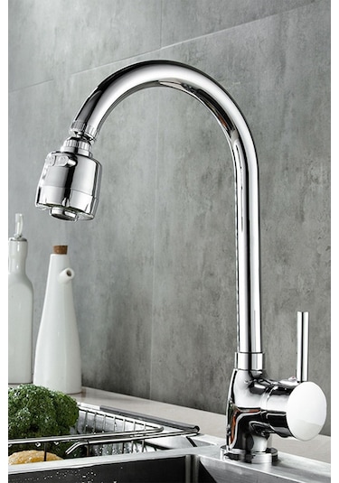 Kustar 3 Fonksiyonlu Oynar Başlıklı Krom Çubuk Kol Mutfak Evye Bataryası