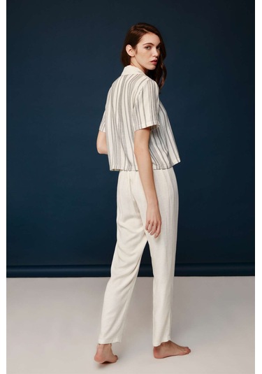 Bonnie&Clyde - Kadın Ekru Viskon 3 lü Pijama Takımı  30003 Ekru