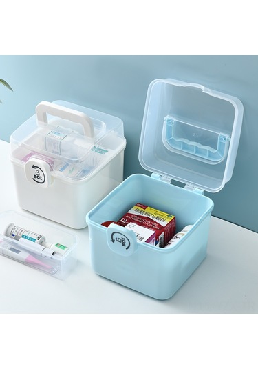 Yaozixa Büyük Kapasiteli Taşınabilir Ev İlaç Kutusu - Dayanıklı Ve Pratik Aile Çantası 15.5x15.5x16cm Beyaz