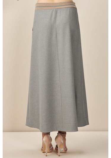 Evaze Gri Dokuma Etek Gri