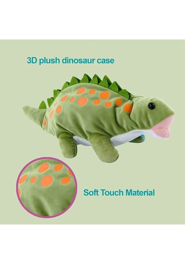 Sevimli Dinozor Desenli Çocuk Kalem Kutusu, Okul Ve Ofis İçin Pratik 3d Kalemlik, Erkek Öğrencilere Özel Şık Kalem Çantası Yeşil
