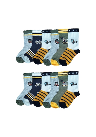 Ekinoks Erkek Çocuk Figürlü Soket Çorap 12 Li Paket Asorti