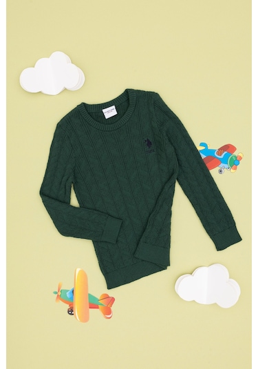 U.s. Polo Assn. Erkek Çocuk Koyu Yeşil Kazak /triko 50315638-vr079 Koyu Yesıl