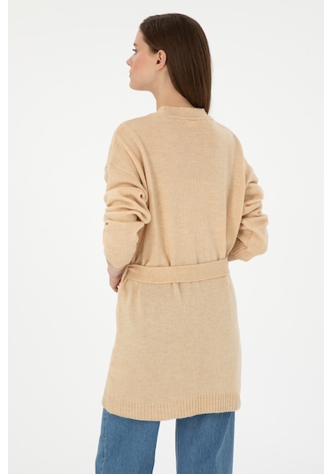 U.s. Polo Assn. Kadın Kum Melanj Hırka Triko 50297102-vr123 Kum Melanj