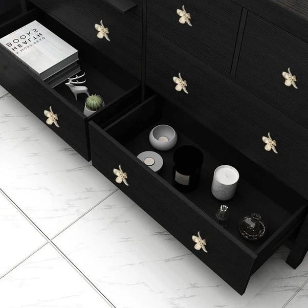 Fortunelane Altın Petal Çelik Dolap Kolu, 4 Adet, Zenginleştirici Dekorasyon