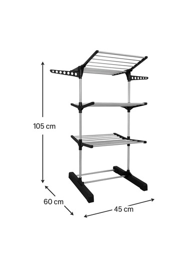 3 Katlı Bebek Çamaşır Kurutma Askısı Siyah
