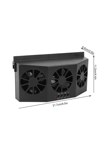 Solar Enerji İle Şarj Edilebilen Araba Fanı - Siyah