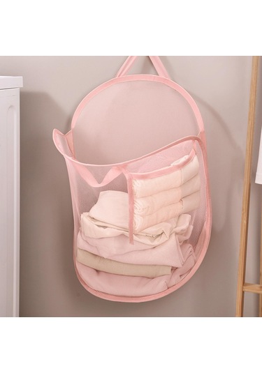 Suntek Çamaşır Kapısı Ev Tipi İçin Ağ Askılı Sepeti Dolap Saklama Pembe