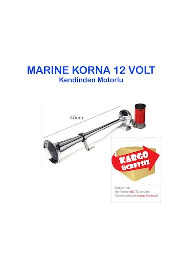 Gemi-Tır Kornası Marine Korna 12Volt Nikelaj