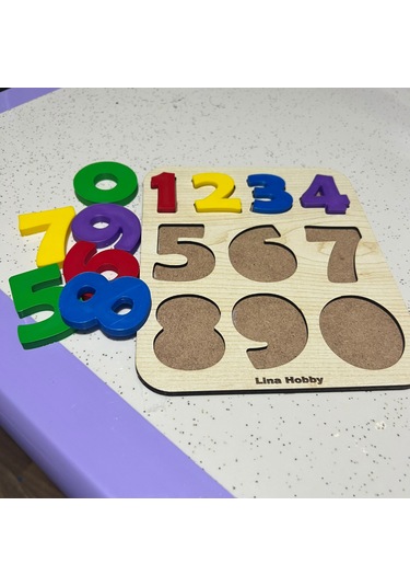 Çocuklar İçin Renkli Sayı Puzzle - Ahşap Tabanlı 3d Rakamlar 20x17 Cm - Eğlenerek Öğrenme Sayılar + Harfler