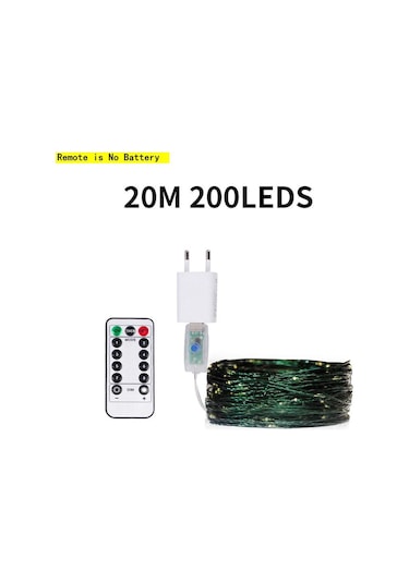 Jms Kongdii Çok Renkli 10m / 50m / 200m Led Yeşil Tel Işıklar Uzaktan Kumandalı 50m 500led Çok Renkli