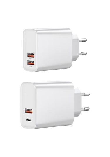 Hombey Baseus Hızlı Şarj Cihazı, Type-c + Usb, 30w Pps, Çoklu Hızlı Şarj Desteği, Evrensel Voltaj 100-240v , Beyaz, Avrupa Standartı