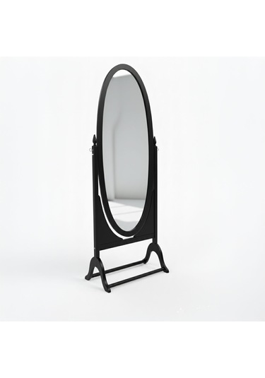 Rivoli Ayaklı Ahşap Oval Boy Aynası 58x165 Siyah