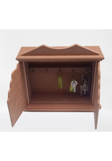 Hobi Dekoratif Anahtarlık Kutusu Yarım Kapak Model Ahşap Mdf Ham El Yapımı