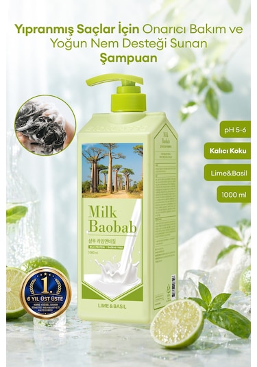 Yıpranmış Saçları Onaran Yoğun Nemlendirici Şampuan Mılk Baobab Original Shampoo Lime & Basil