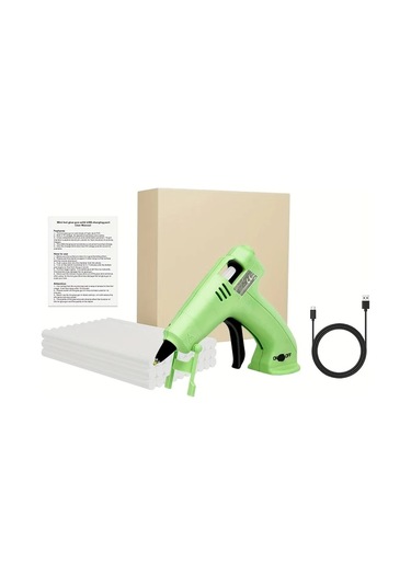 Honeybeeshop Hafif Kablosuz Sıcak Yapıştırıcı Pompası Usb Şarj Edilebilir 30 Yapıştırıcı Çubuğu El Sanatları Dıy Yeşil
